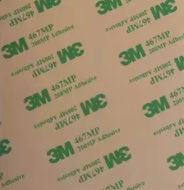 Close-up of the 3M 9448A adhesive backing used on the rear of the TapStay plaque